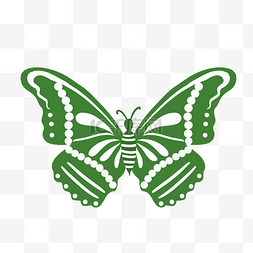民族装饰边条图片_绿色的蝴蝶手绘卡通