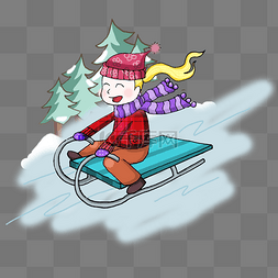 冬季冬天节气冬装卡通插画滑雪