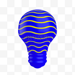 蓝黄色图片_C4D孟菲斯风格蓝黄曲线立体灯泡