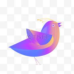紫色小鸟图片_梦幻渐变可爱的鸟免抠图