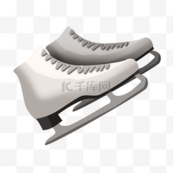 溜冰鞋png图片_灰色冰刀滑冰鞋