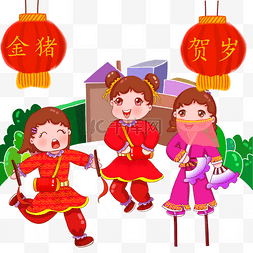 树木城市图片_过新年猪年