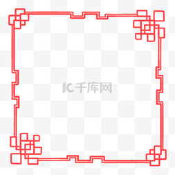 免抠花纹边框图片_中国风浮雕立体红色浮雕正方形边
