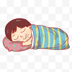 打呼噜卡通图片_睡觉的小男孩插画