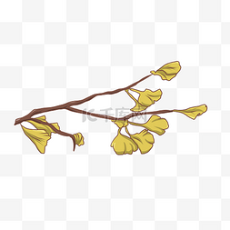 秋季主题植物树枝绿叶手绘插画