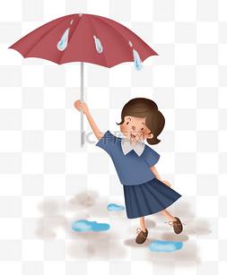大雨暴雨图片_雨水拿雨伞的女孩
