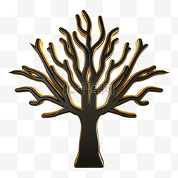 图层png图片_C4D黑金质感立体树木