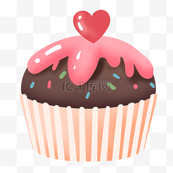 小清新蛋糕装饰图片_爱心装饰草莓酱杯子蛋糕