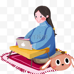 电脑桌子图片_宅生活玩电脑的小女孩