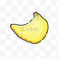 手绘水果免扣图图片_卡通扁平化黄色水果香蕉