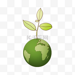 公益地球和植物插画