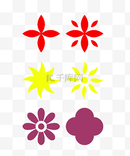 红色黄色紫色图片_花朵彩色图标素材