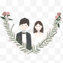 鲜花边框婚礼图片_西方婚礼插画手绘