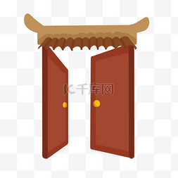 棕色敞开的门插画