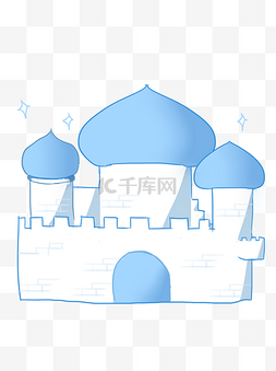 蓝色城堡建筑设计可商用元素