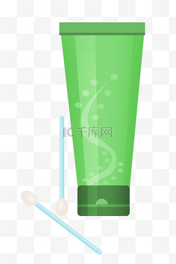 绿色洁面乳装饰插画