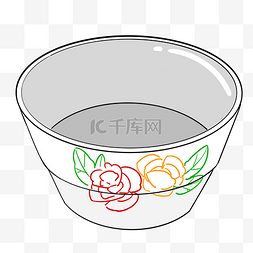 手绘吃饭的碗图片_手绘印花白色碗