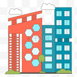 房屋建筑公寓图片_卡通风城市楼房住宅