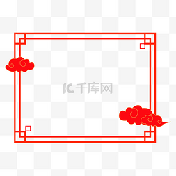 红色中国祥云框架插画