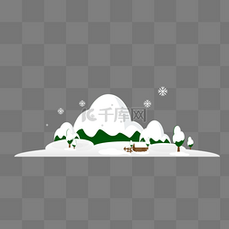 冬日风景图图片_冬季下雪雪景插画