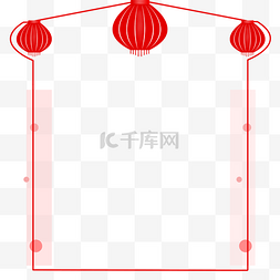 中国风灯笼手绘简约文艺清新边框