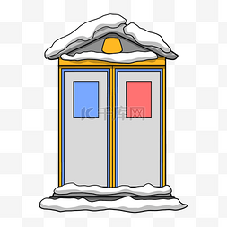 卡通手绘落雪的房屋