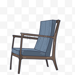 蓝色沙发沙发图片_手绘木制品沙发插画