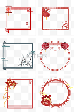 礼物带子红色图片_手绘新年红色边框合集