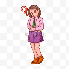 思考的女士卡通图片-思考的女士卡通素材-思考的女士卡通模板图片下载-千库网