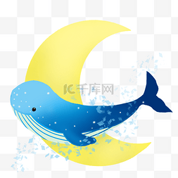 绿色月亮图片_蓝色鲸鱼月牙