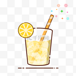 玻璃风格图片_手绘矢量MBE风格夏日柠檬汁