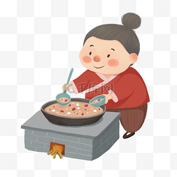 煮人物图片_腊八节煮粥的小女孩