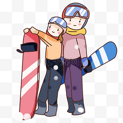 卡通冬天滑雪
