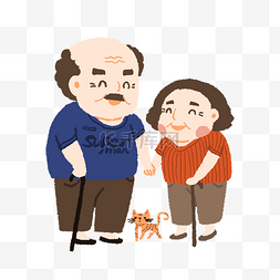 老夫老妻生活看书休闲个人vip和企业vip免费下载祖父母日卡通恩爱的祖