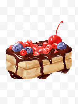 蓝莓巧克力蛋糕图片_手绘风巧克力蛋糕元素