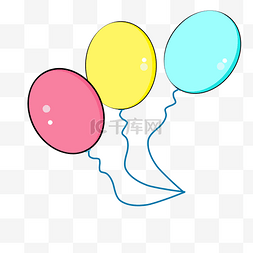 漂浮彩色小装饰图片_手绘小清新气球免抠图