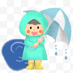 免费中图片_穿雨衣的小孩子卡通素材免费下载