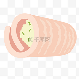 水果蔬菜肉卡通图片_肉卷矢量插画PNG