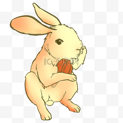 手绘兔子月饼糕点插画