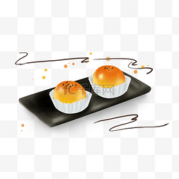 蛋黄酥插画图片_中秋节传统小吃蛋黄酥