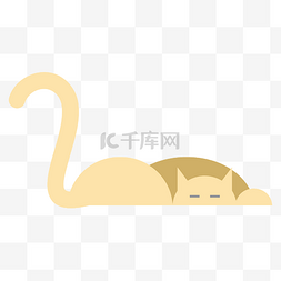 手绘猫咪线条图片_简约卡通趴着的小猫