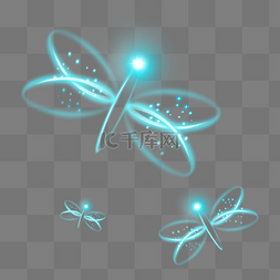 科技产品上市图片_光感荧光蝴蝶蜻蜓蓝色简约飞行科