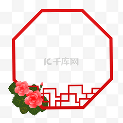 中国风红色多边形边框