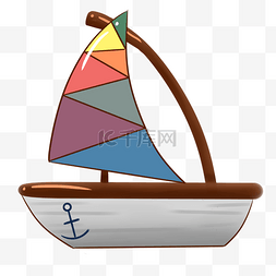 卡通手绘小型帆船插画
