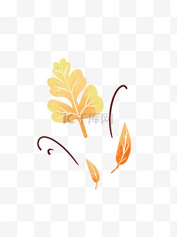 秋天风吹叶子手绘元素