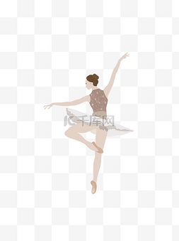 舞姿卡通图片_创意手绘跳芭蕾舞的女生舞者可商