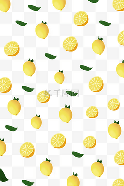 切半柠檬图片_手绘水果底纹插画