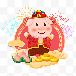 猪猪送福图片_创意时尚猪年插画