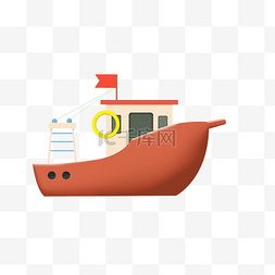橘色旗帜图片_橘色的轮船手绘插画