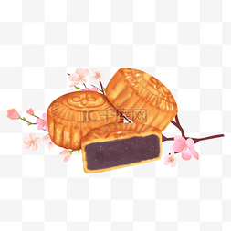 手绘中秋食物图片_中秋节手绘豆沙月饼